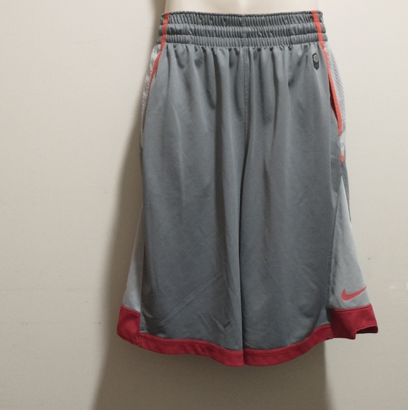 (L) Grey with Red Trim Nike Basketball Shorts - Picture 1 of 12